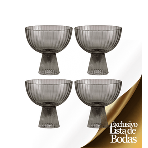 Copas de Helado en Vidrio Gris set x4